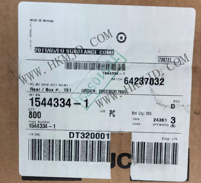【TE泰科】汽車連接器 1544334-1 2 位置 體座 連接器 公型，接片 黑色 0.315