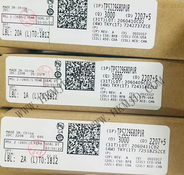 供應(yīng) TI TPS22968DPUR 雙通道超低電阻負(fù)載開(kāi)關(guān)，帶受控導(dǎo)通功能