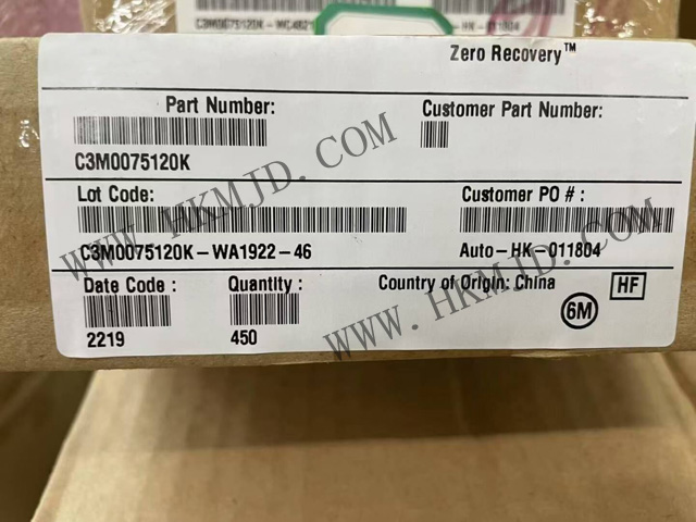 現(xiàn)貨供應(yīng) Wolfspeed C3M0075120K 1200V SiC MOSFET，75mΩ 低導(dǎo)通電阻